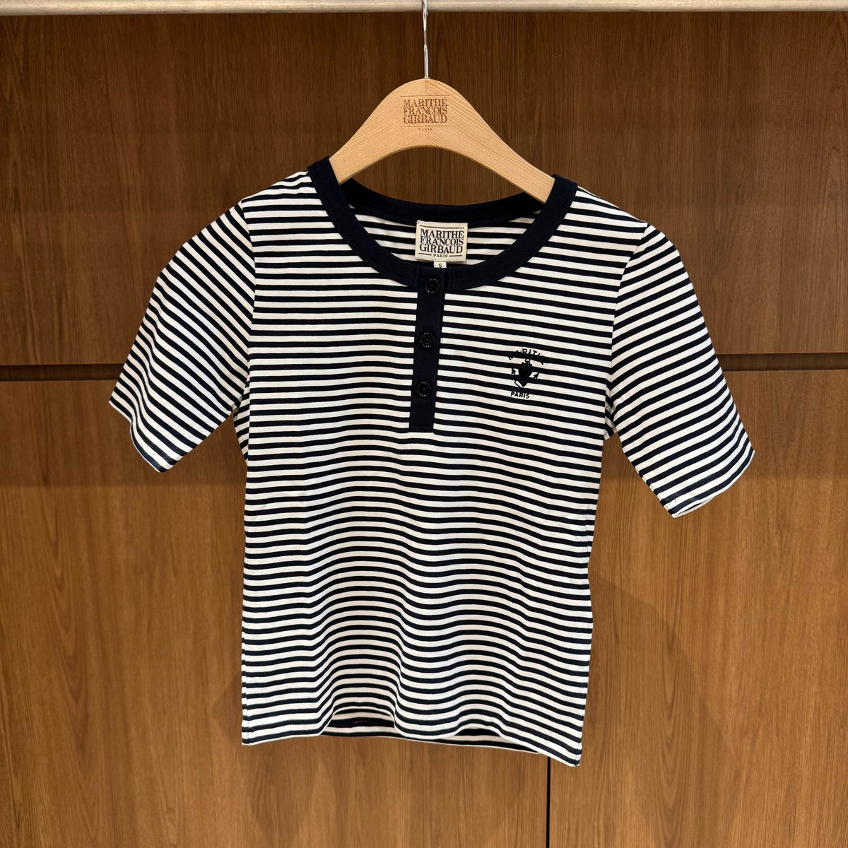 韓國 Marithe Francois Girbaud W Stripe Henley Neck Tee【MD302】