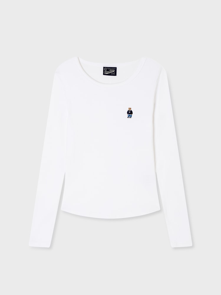 韓國 WhoAU Steve Ribbed Long Sleeve T-shirt【WA398】