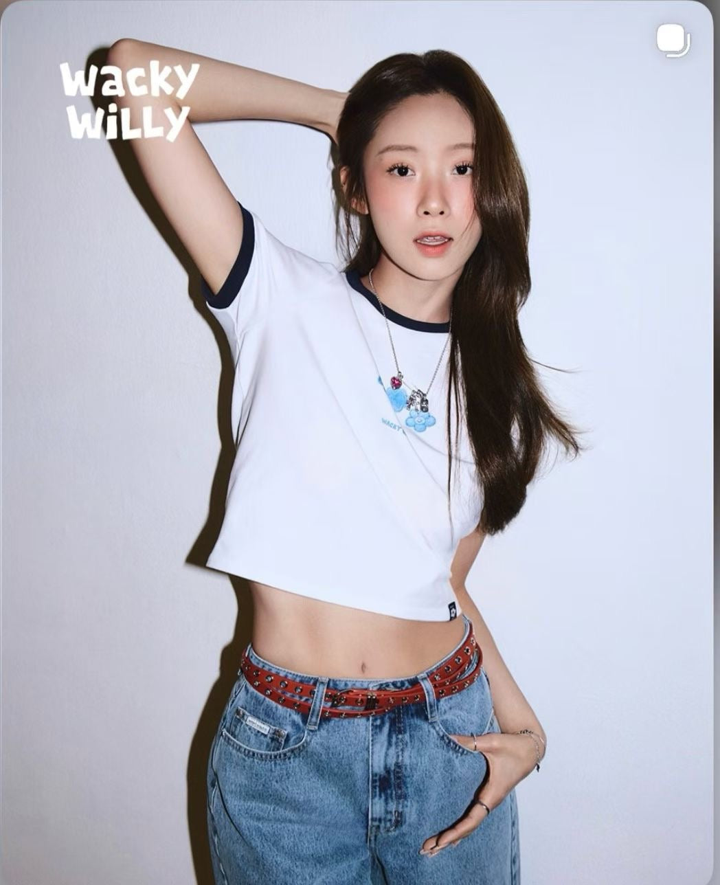 韓國 Wacky Willy Women's Ringer Graphic Crop Short Sleeve T-Shirt【WW266】