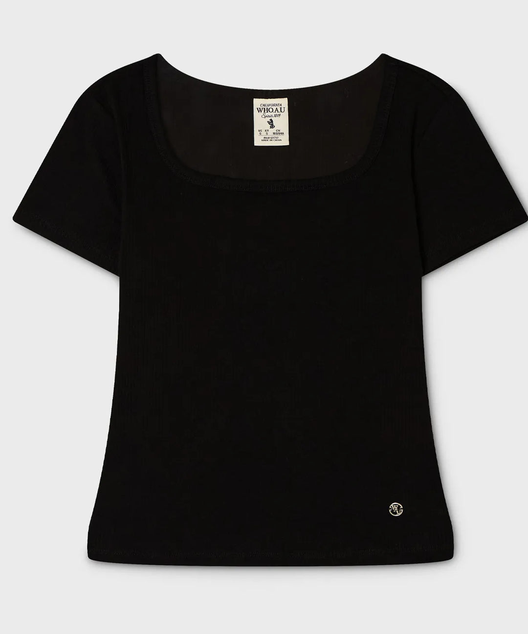 韓國 WhoAU Ribbed Square Neck T-shirt【WA343】