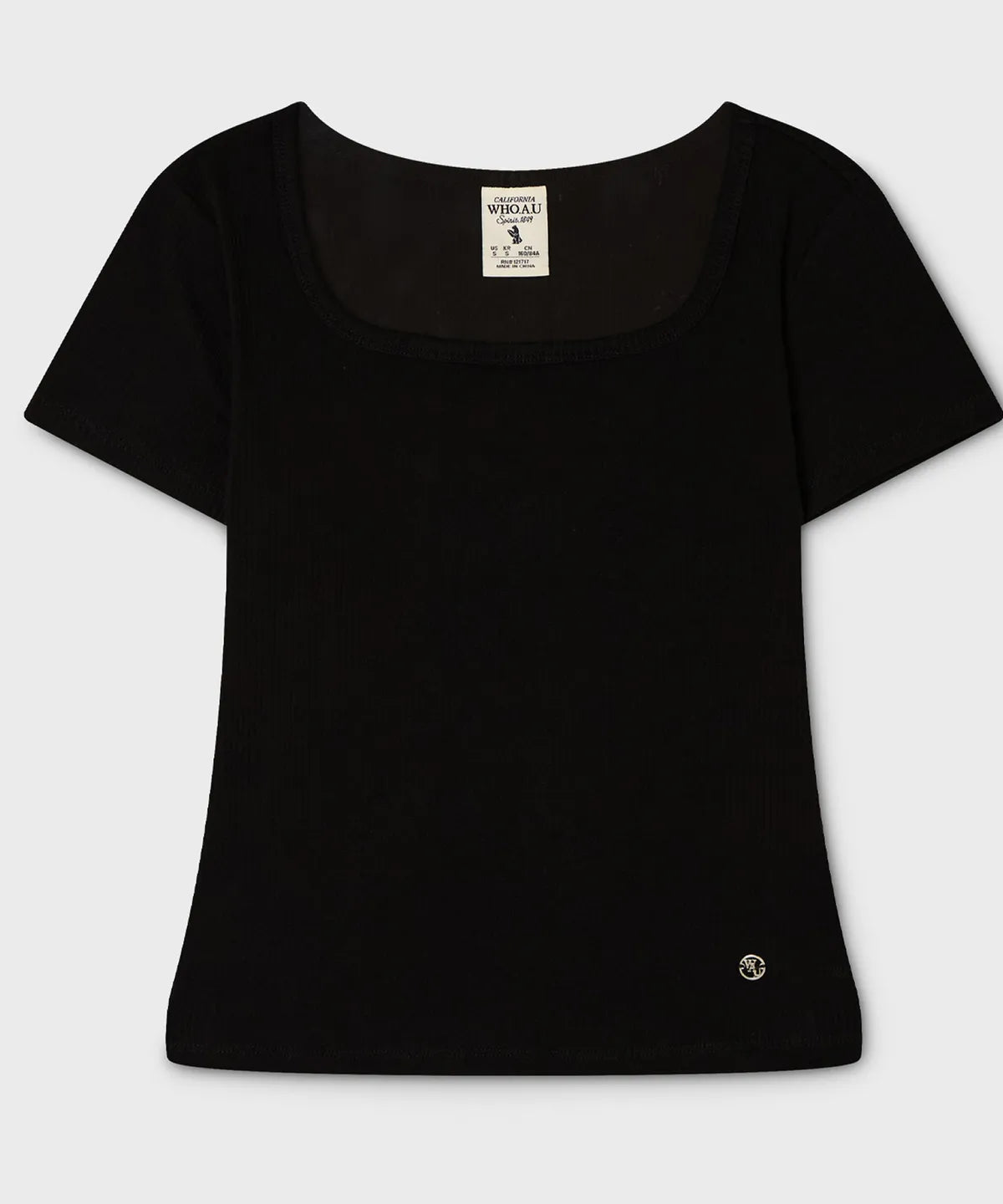 韓國 WhoAU Ribbed Square Neck T-shirt【WA343】