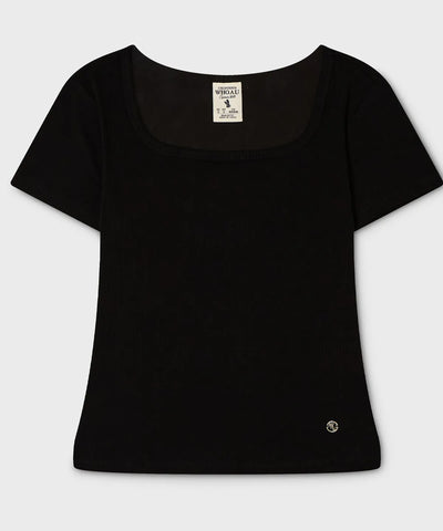 韓國 WhoAU Ribbed Square Neck T-shirt【WA343】