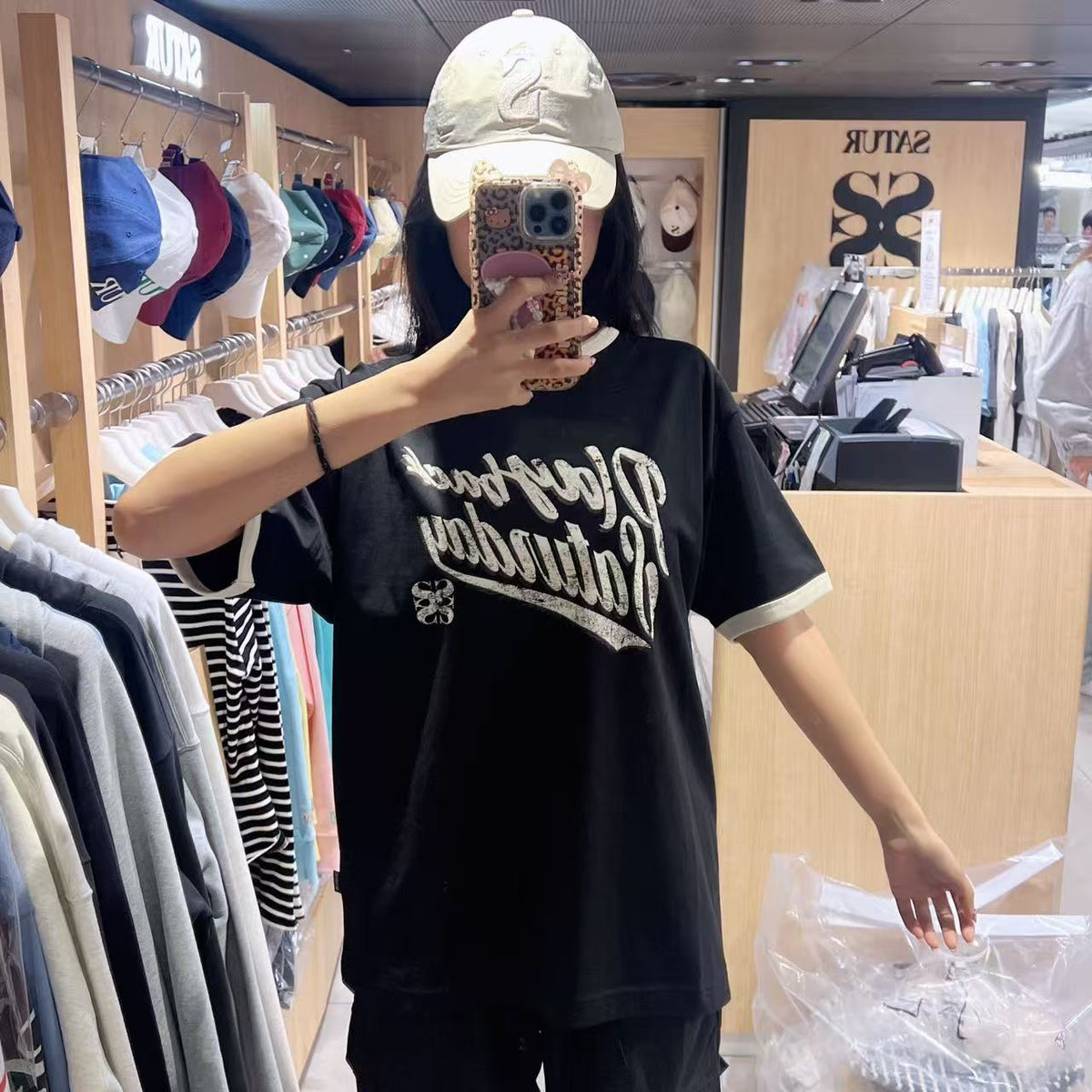 韓國 Satur Playback Saturday Ringer Short Sleeve T-shirt【SR367】