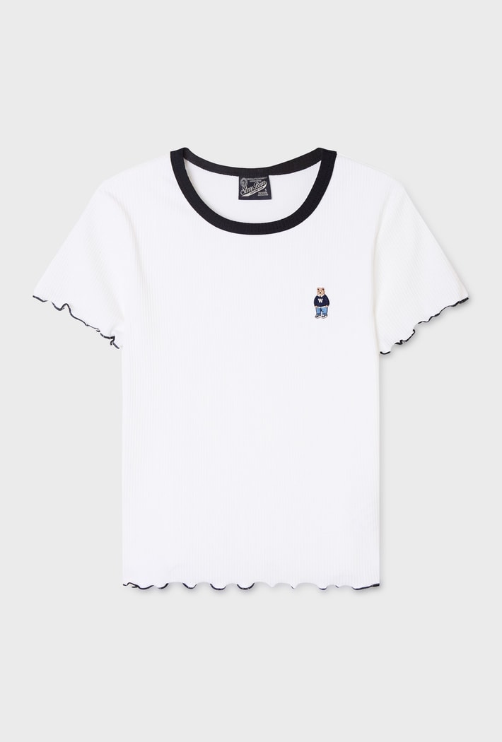韓國 WhoAU Steve Ribbed Frill T-shirt【WA377】
