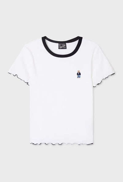 韓國 WhoAU Steve Ribbed Frill T-shirt【WA377】
