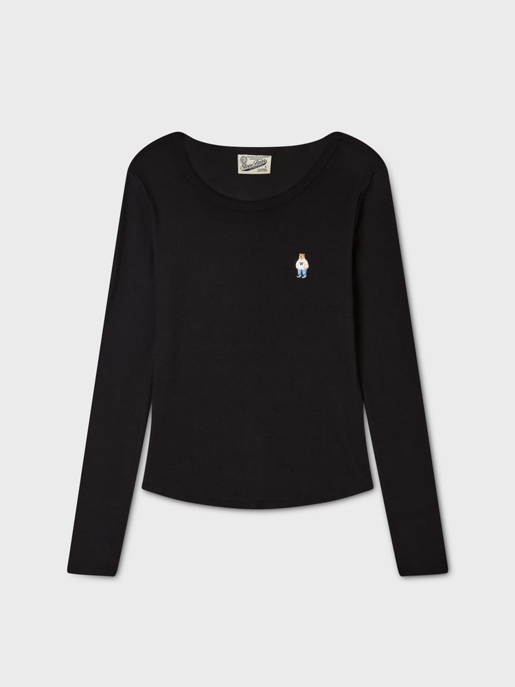 韓國 WhoAU Steve Ribbed Long Sleeve T-shirt【WA398】