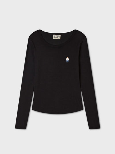 韓國 WhoAU Steve Ribbed Long Sleeve T-shirt【WA398】