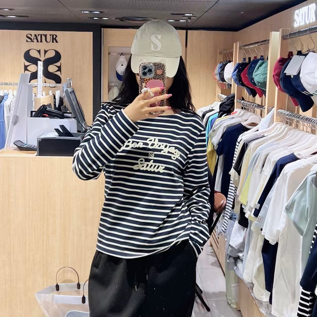 韓國 Satur (W) Bon Voyage Border Long Sleeve【SR332】