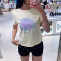 韓國 Wacky Willy Women's Blur Lily Semi-Crop Short Sleeve T-Shirt【WW242】
