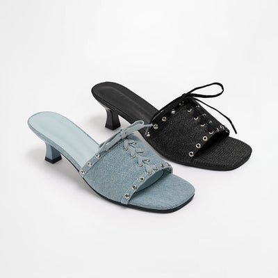 韓國 Chaakan Spooky Lace-up Mule Slippers【CN024】