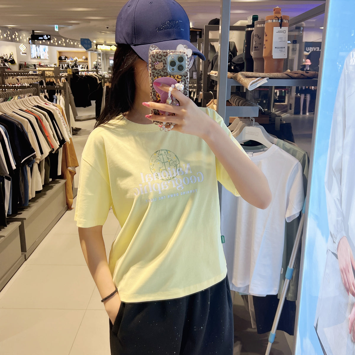 韓國 National Geographic 女款 Women's Caster Logo Semi-Oversized Semi-Crop Short Sleeve【NG980】