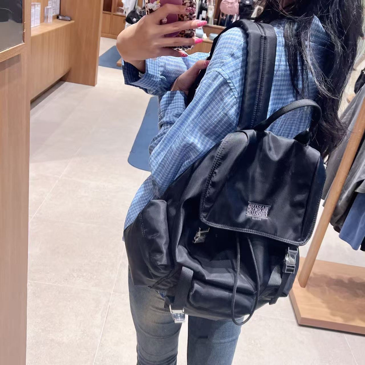 韓國 Marithe Francois Girbaud Classic Logo Metal Buckle Backpack【MD113】