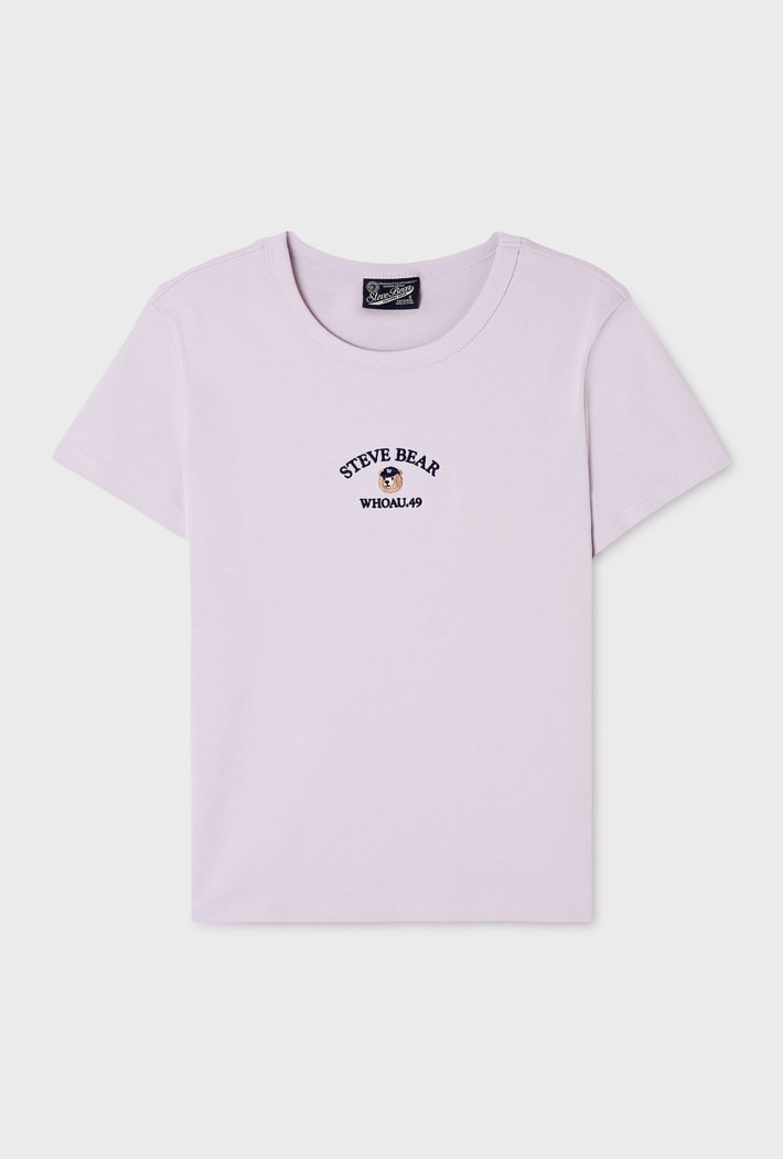 韓國 WhoAU Steve Embroidery Short Sleeve T-shirt【WA376】
