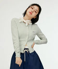 韓國 Satur (W) Pointel Crew Neck Cardigan【SR396】