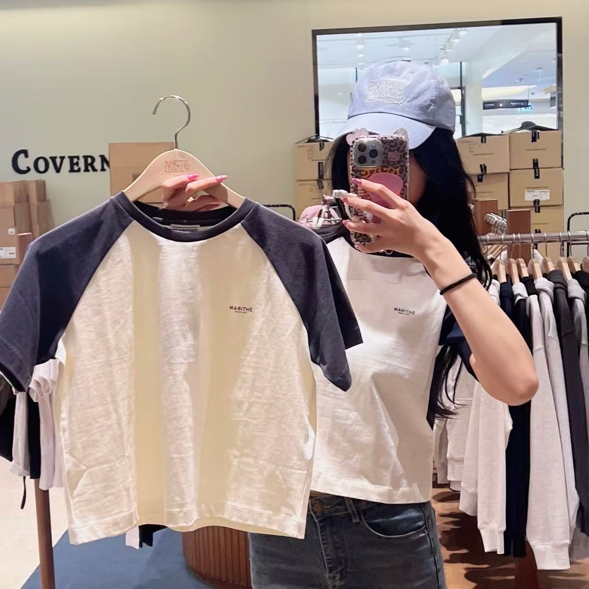 韓國 Marithe Francois Girbaud W Small Regular Logo Raglan Crop Tee【MD237】