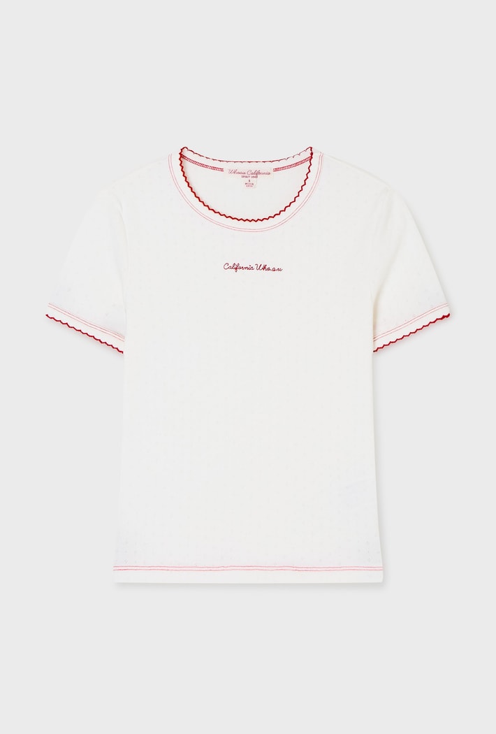 韓國 WhoAU Feminine Pecot T-shirt【WA382】