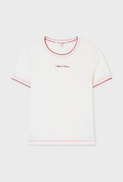 韓國 WhoAU Feminine Pecot T-shirt【WA382】