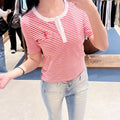 韓國 Marithe Francois Girbaud W Stripe Henley Neck Tee【MD302】