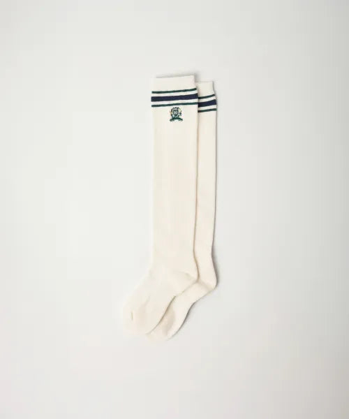 韓國 Satur (W) Crest Logo Knee Socks【SR394】