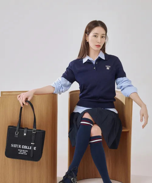 韓國 Satur Classic Buckle Tote Bag【SR381】