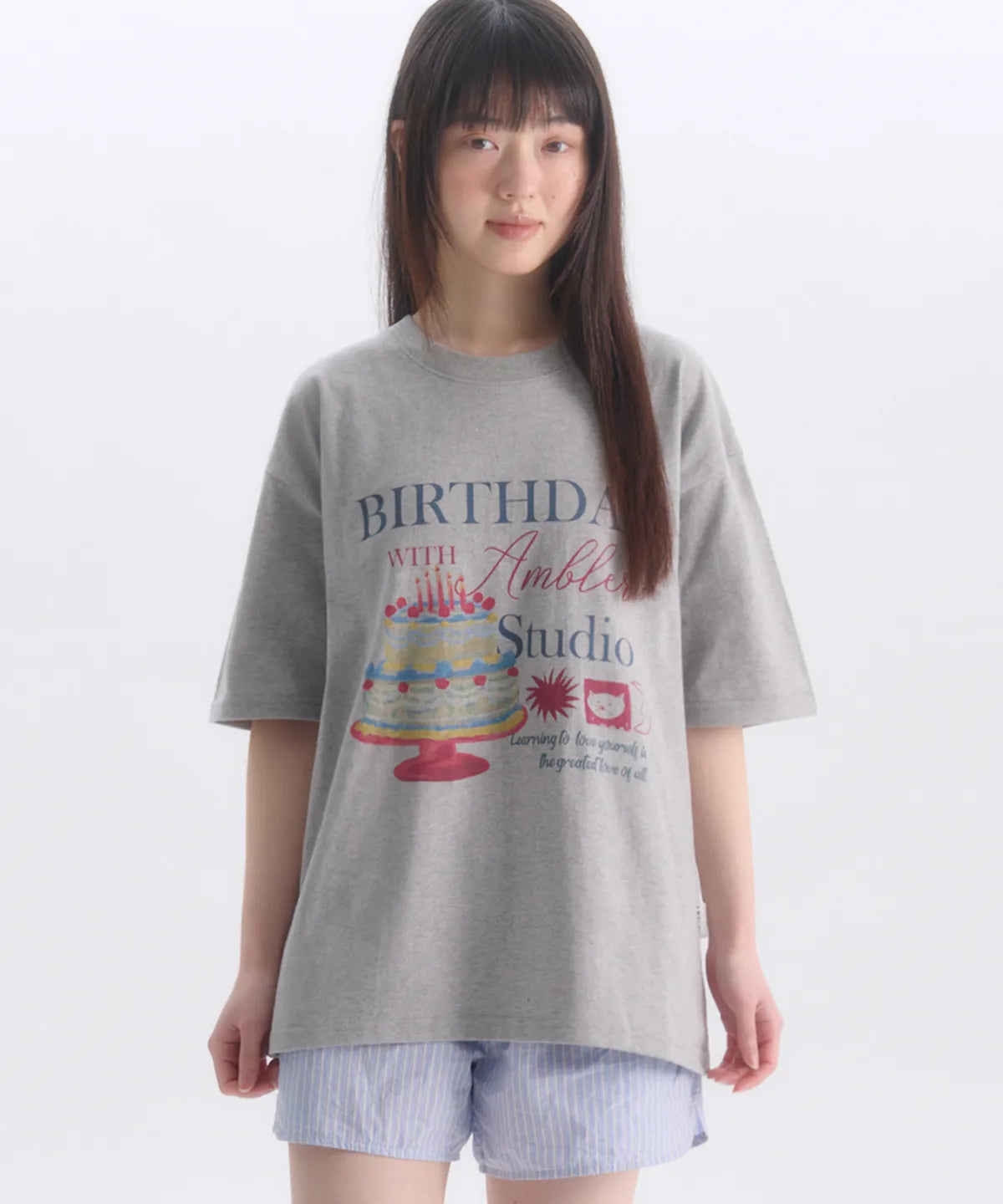 韓國 Ambler Happy birthday graphic short sleeve T-shirt【AR179】