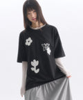 韓國 Ambler See-Through Flower Embroidered Short Sleeve T-shirt【AR183】