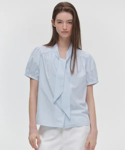 韓國 Marie Claire V-Neck Tie Blouse【SC660】