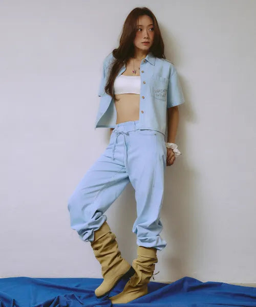 韓國 Wacky Willy Women's Wide Fit Easy Denim Pants【WW270】