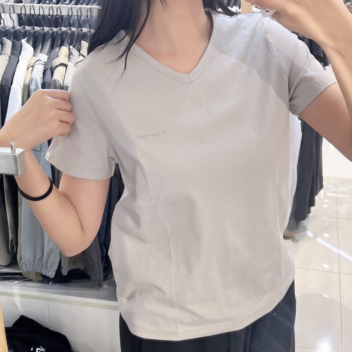 韓國 Snowpeak Ribbed Women's V-Neck Short Sleeve T-Shirt (涼爽毛巾面料)【SN169】