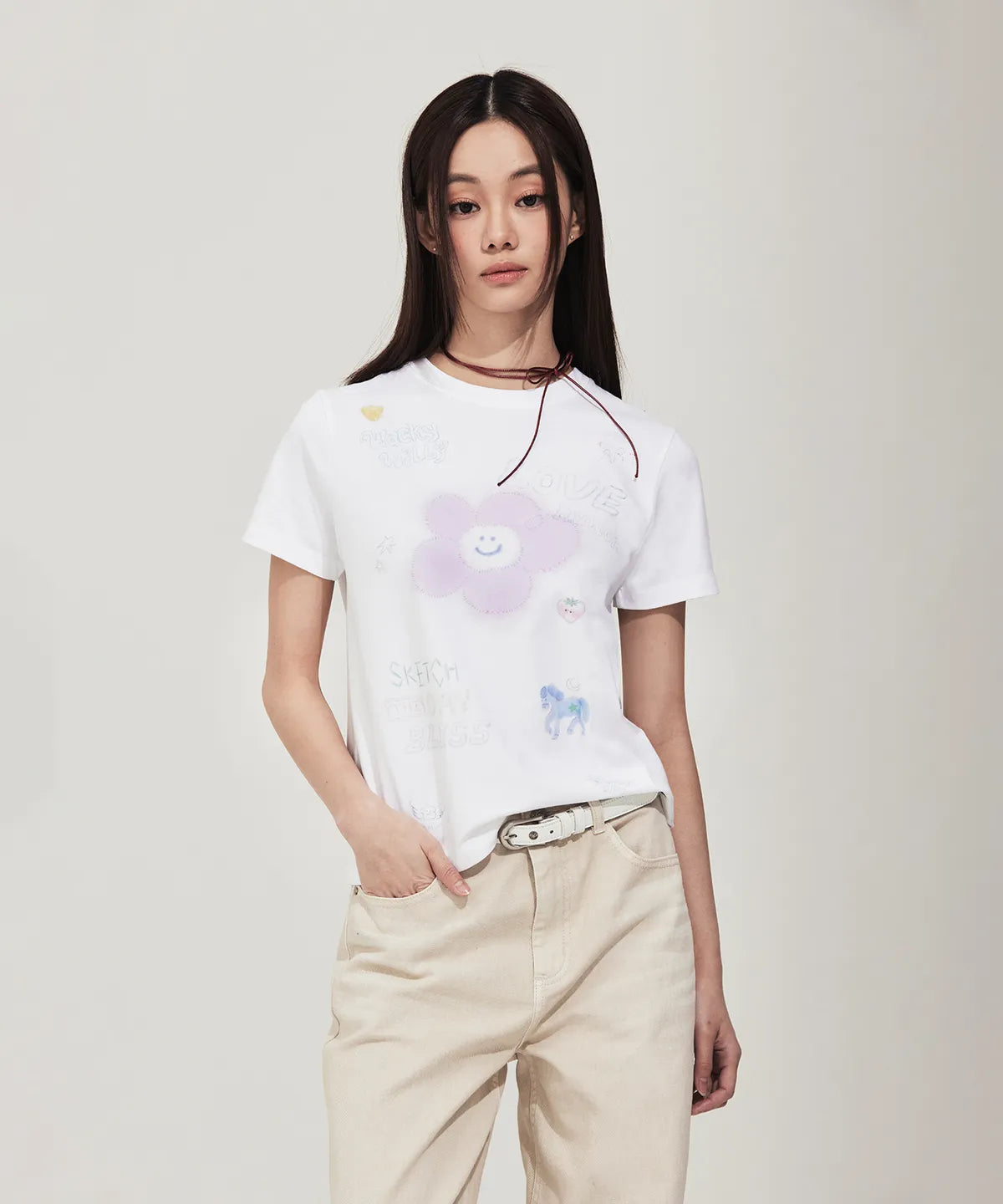 韓國 Wacky Willy Women's All-Over Graphic Short Sleeve T-Shirt【WW263】