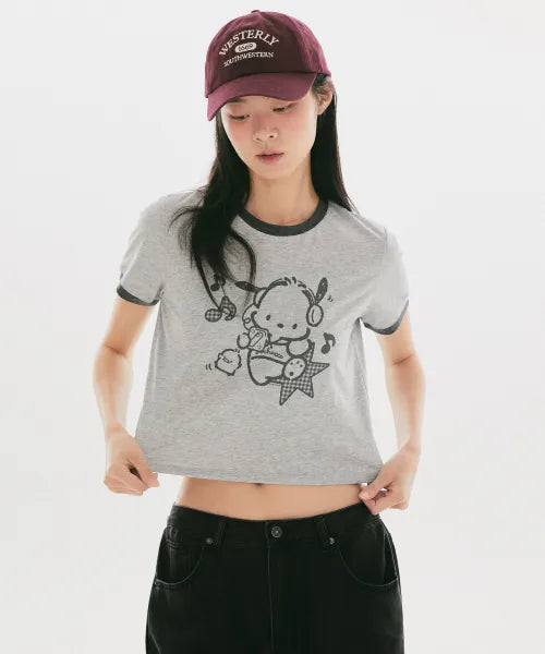 韓國 SPAO Sanrio Characters Ringer Crop Short Sleeve T-shirt【SP452】