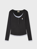 韓國 WhoAU Steve Layered Henryneck T-shirt【WA404】