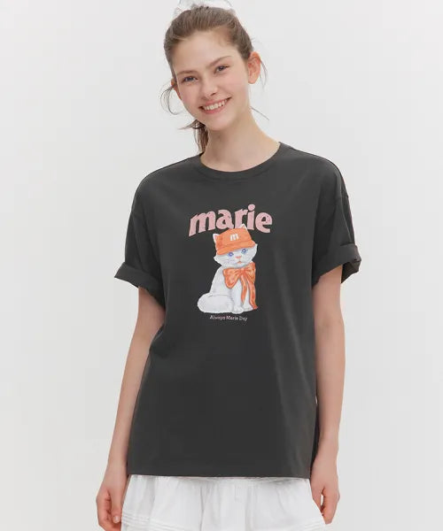 韓國 Marie Claire Ribbon Cats T-Shirt【SC657】