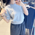 韓國 National Geographic Women's Lightweight Daimaru Semi-Crop Round Short Sleeve Sweatshirt【NG991】