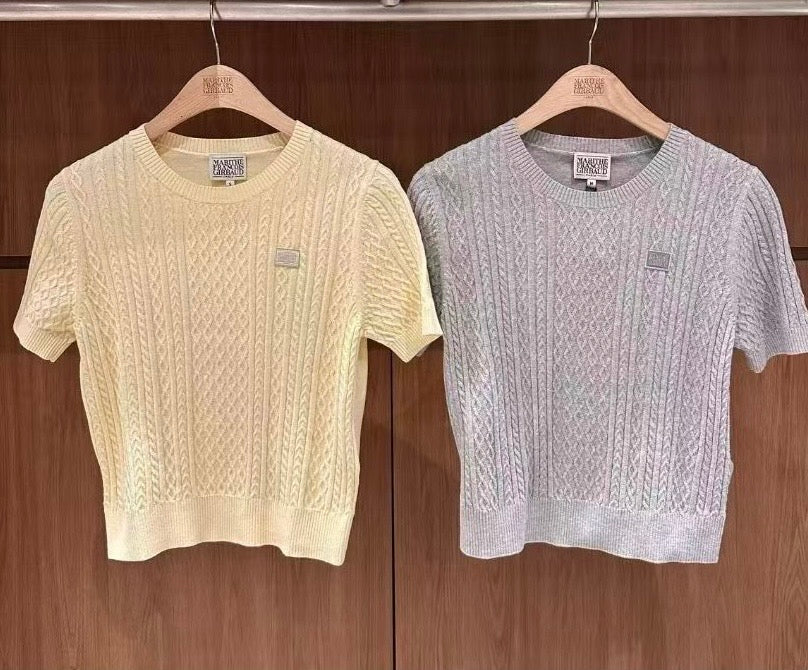 韓國 Marithe Francois Girbaud W Cable Half Knit Pullover【MD239】