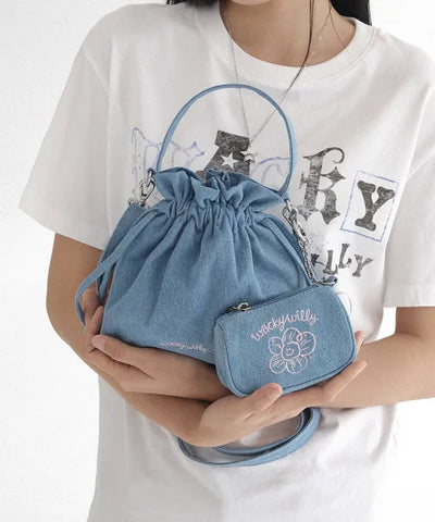 韓國 Wacky Willy Women's Denim Pouch Set【WW268】