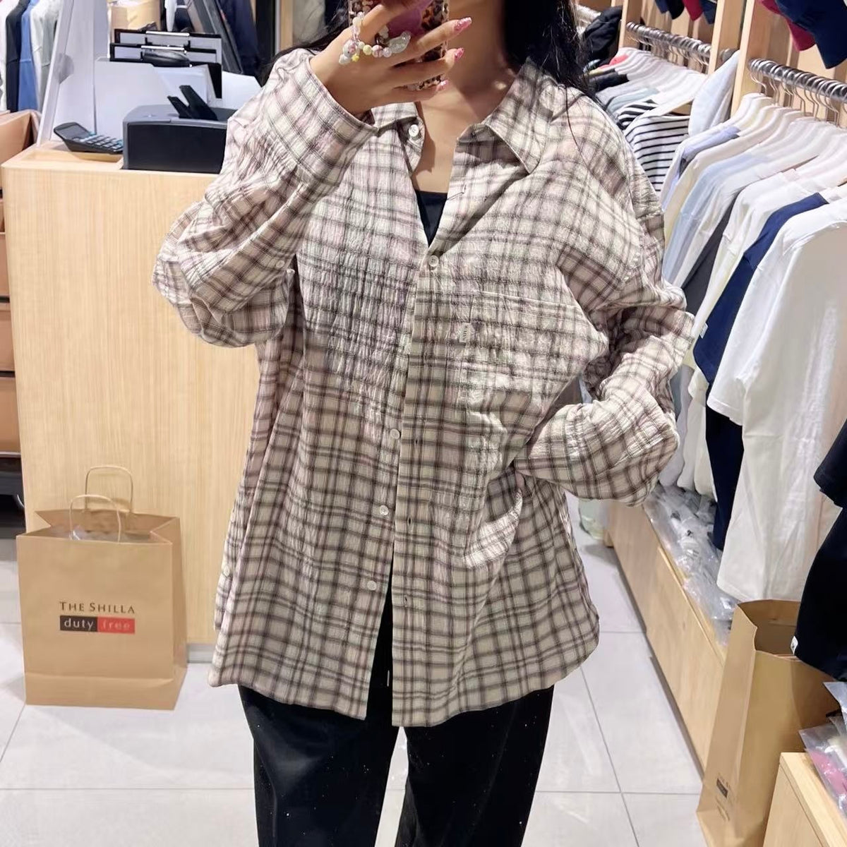 韓國 Satur Over Size Check Shirt (男女同款)【SR327】