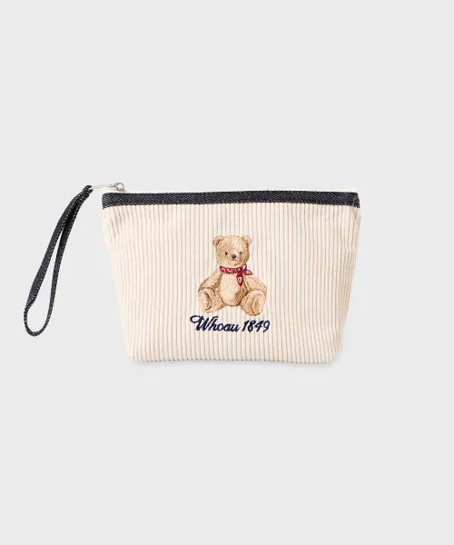 韓國 WhoAU Bear Embroidery Pouch【WA390】