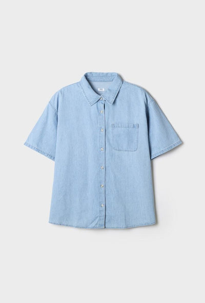 韓國 SPAO Relaxed Fit Short Sleeve Denim Shirt【SP401】