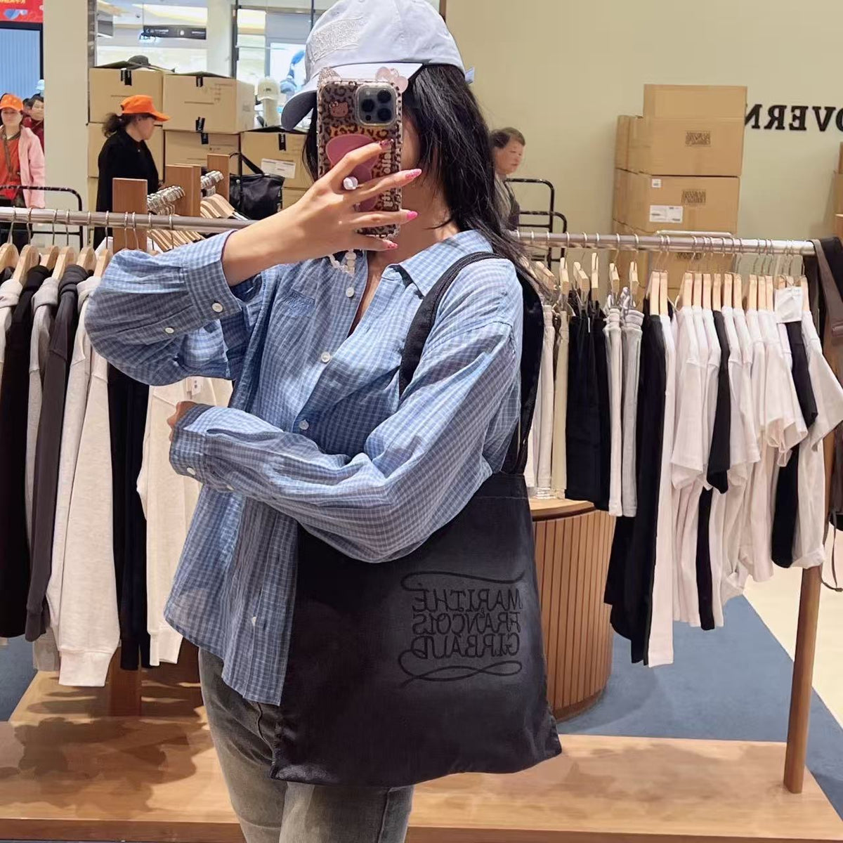 韓國 Marithe Francois Girbaud Drawing Classic Logo Denim Eco Bag【MD090】