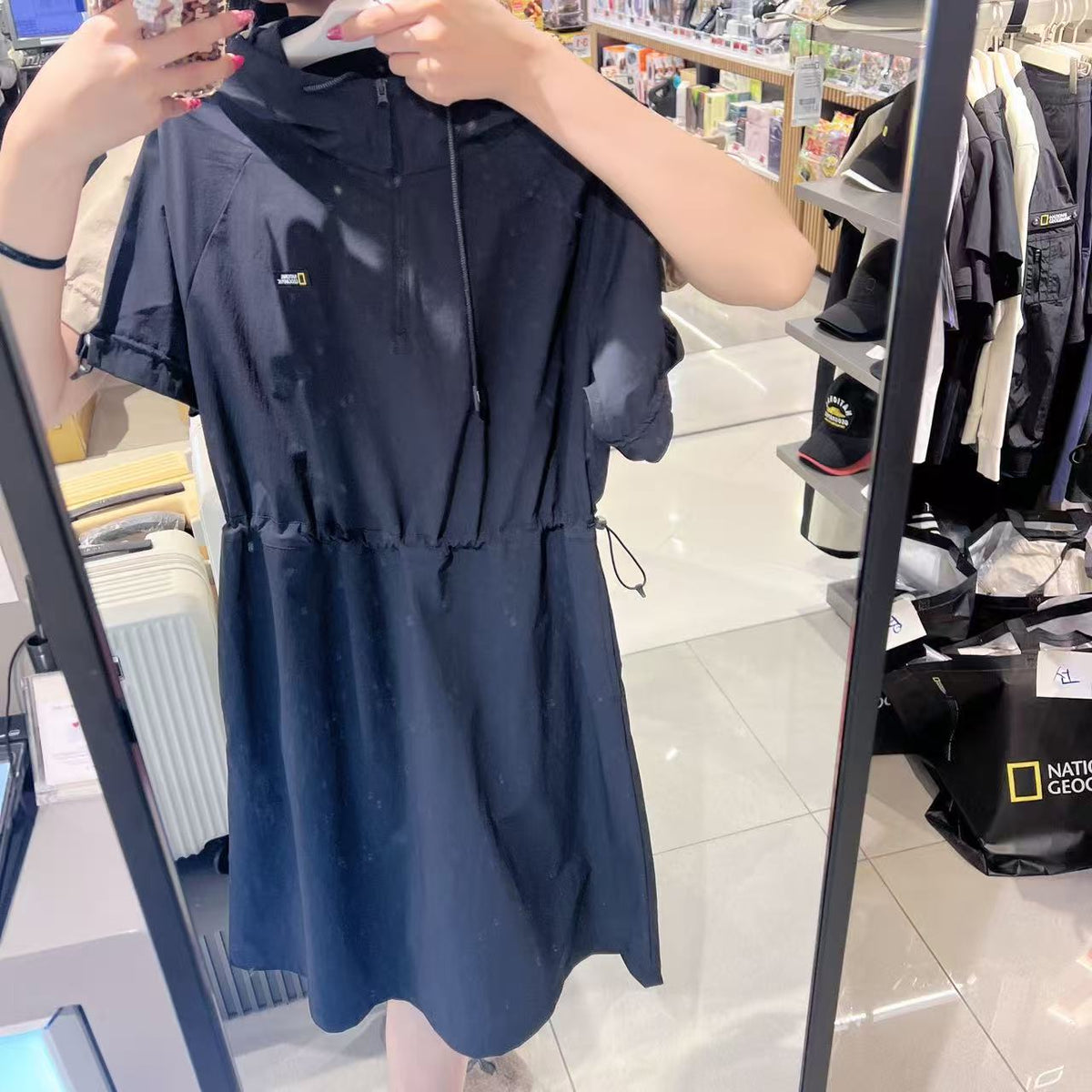 韓國 National Geographic Women's Freeze Stretch H-Line Hooded Short Sleeve Dress (涼爽防曬面料)【NG936】