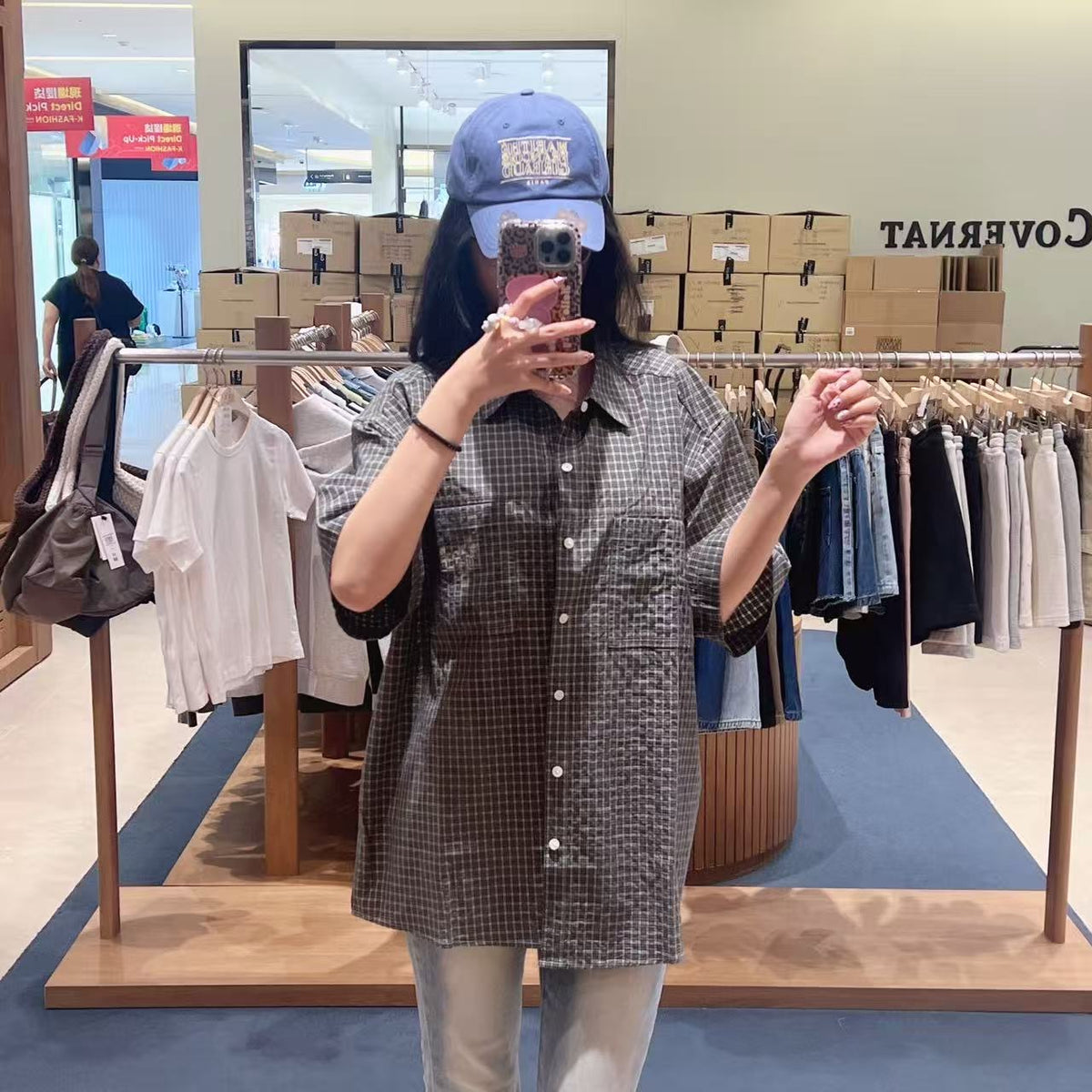 韓國 Marithe Francois Girbaud M Check Half Sleeve Shirt【MD285】
