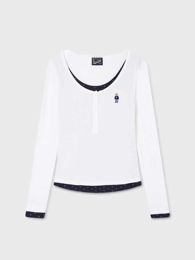 韓國 WhoAU Steve Layered Henryneck T-shirt【WA404】