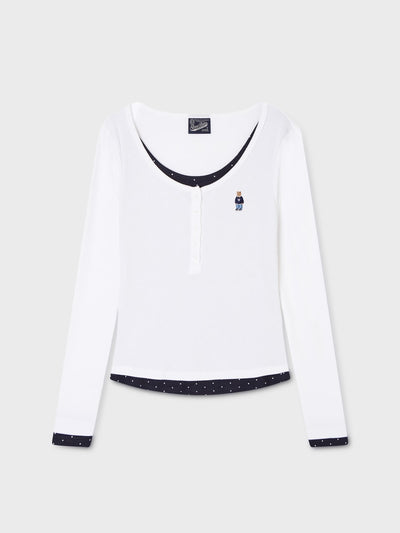 韓國 WhoAU Steve Layered Henryneck T-shirt【WA404】
