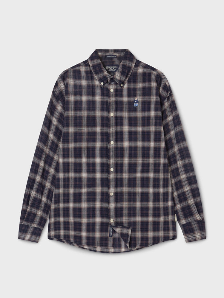 韓國 WhoAU Summer Crinkle Check Shirts【WA330】