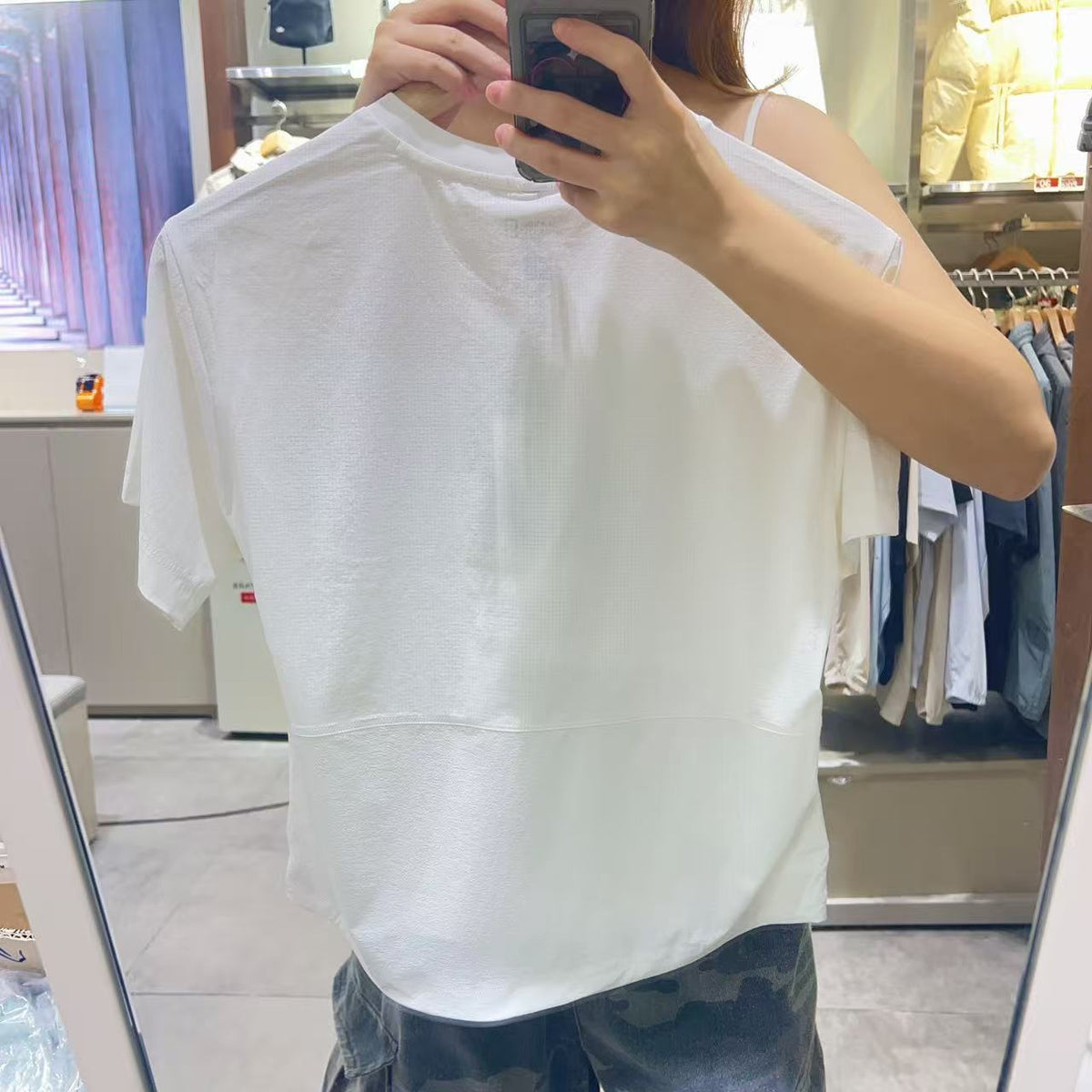 韓國 National Geographic 女款 Women's Airflow Hybrid Semi-Crop Short Sleeve T-shirt (涼爽面料)【NG874】
