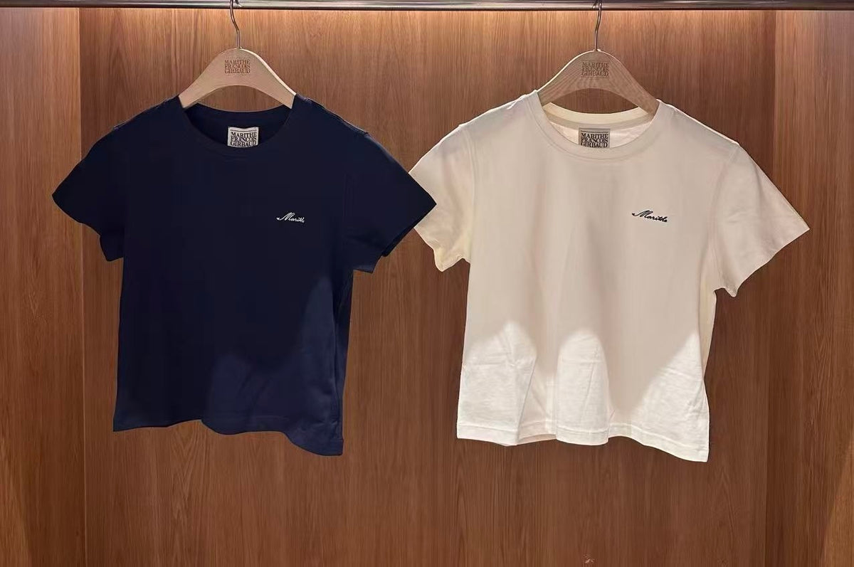 韓國 Marithe Francois Girbaud W Small Lettering Slim Crop Tee【MD299】