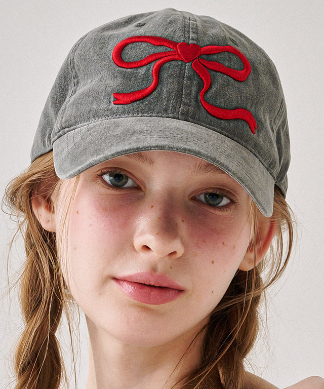 韓國 Ronron Heart Ribbon Ball Cap【RR052】
