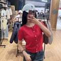 韓國 WhoAU Punching Skashi Short Sleeve Cardigan【WA328】