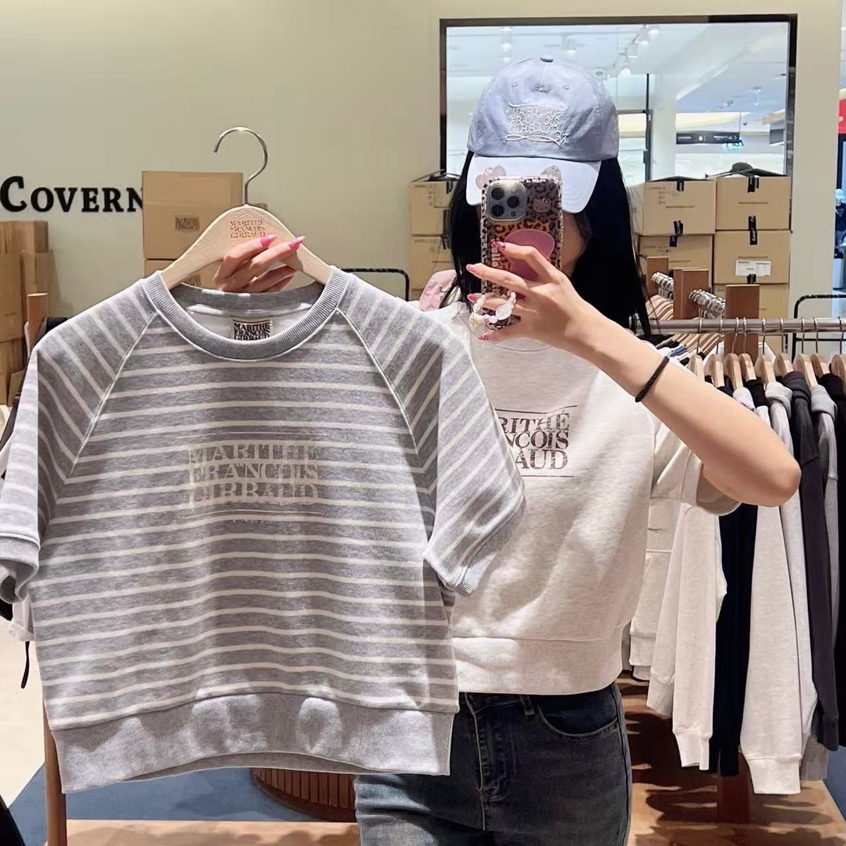 韓國 Marithe Francois Girbaud W Vintage Classic Logo Half Sweatshirt【MD207】
